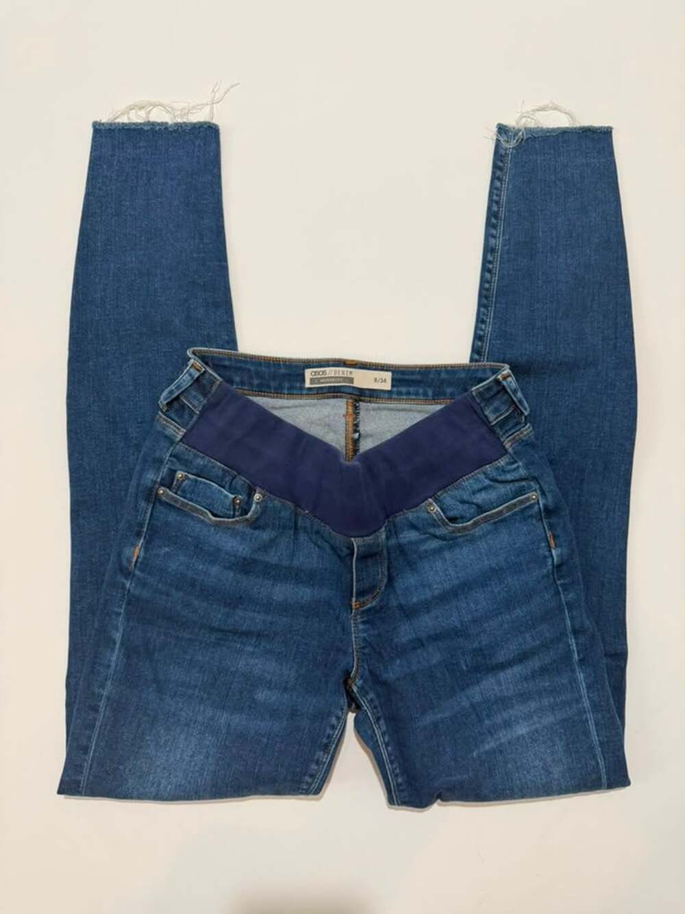ASOS Maternity Dark Wash Stretchy Denim Raw Hem Skinny Jeans US 4